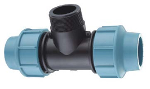 Rosca de latão de irrigação PP macho Tee azul claro